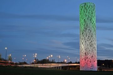 Luxemburg-Stadt / Proteste im Iran: Gaspericher Wasserturm erstrahlt in Grün, Weiß und Rot 