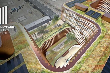 Die Sicht von oben auf das künftige Skypark Business Center 