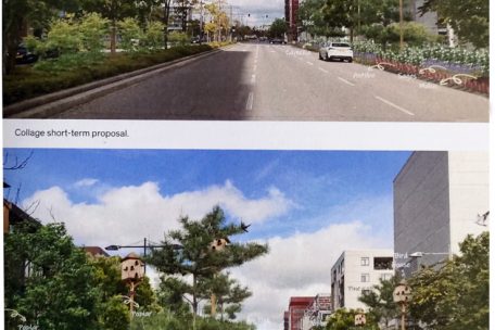 Anstelle der aktuellen Betonwüste könnte die Hauptstraße in Belval, die „Porte de France“, in Zukunft so aussehen. Oben kurzfristig, unten langfristig.   