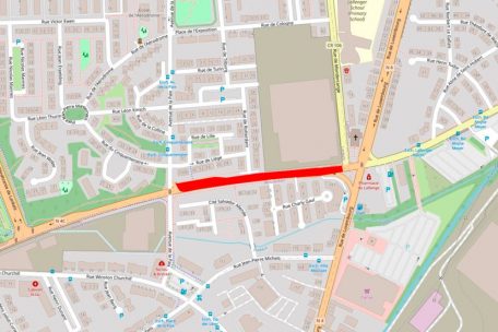 Der in Rot eingezeichnete Straßenabschnitt wird ab dem 25. Februar für den Verkehr geschlossen