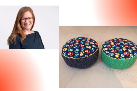 Jördis näht Kleidungsstücke, aber auch zum Beispiel Sitzkissen