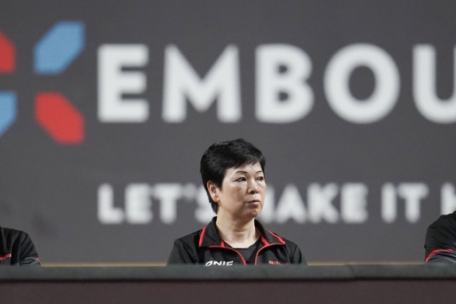 Sarah De Nutte, Ni Xia Lian und Trainer Tommy Danielsson