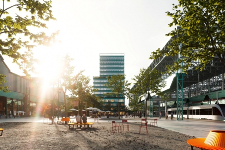 So könnte einmal der Hallenplatz an der Tramhaltestelle aussehen