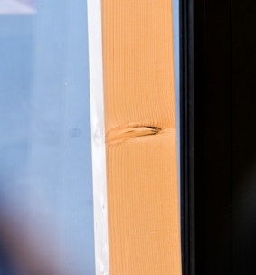 Das Schild in Form eines Apfels zeigt, wo sich die Bevölkerung an dem reifen Obst bedienen darf