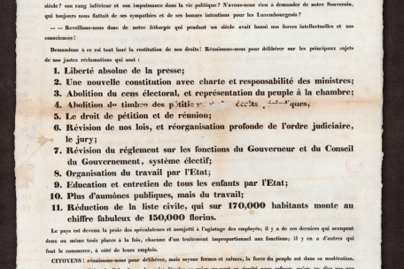 Dans la nuit du 12 au 13 mars, ces revendications sont affich&eacute;es dans les rues de la capitale par un ancien soldat de la garnison prussienne