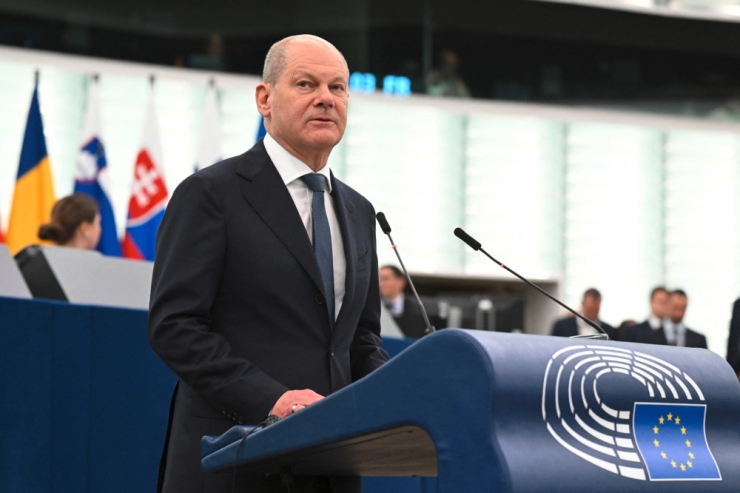 EU-Parlament / Europarede des deutschen Kanzlers Olaf Scholz zum Europatag