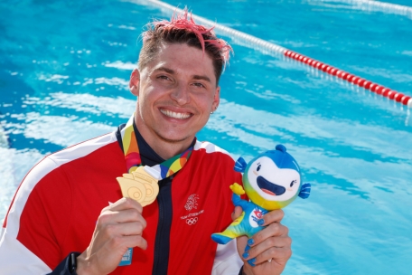Konnte sich auch bei den JPEE 2023 in Malta über Gold freuen: der Routinier im Schwimmteam, Julien Henx