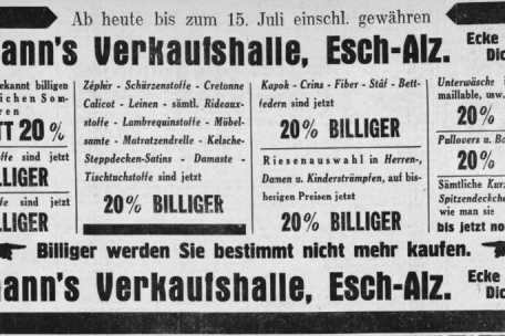 Anzeige aus dem Escher&nbsp;Tageblatt vom 3. Juli 1939 