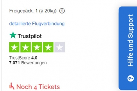 Flugtickets aus Israel sind derzeit offenbar problemlos erhältlich – hier etwa auf der Plattform „Fluege.de“