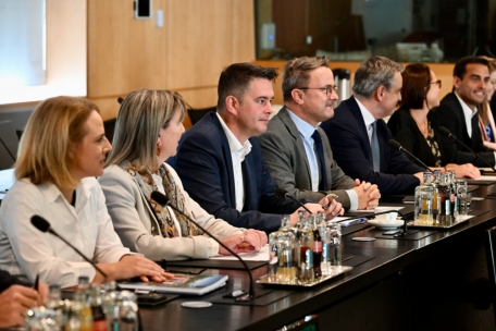 Die Delegation des noch geschäftsführenden Premierministers Xavier Bettel (DP)