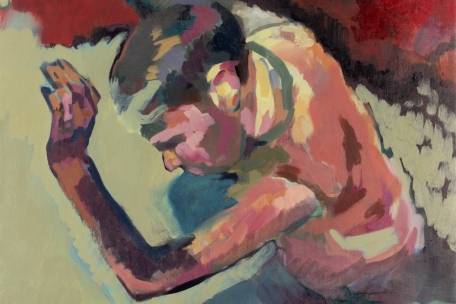 Pit Riewer: "Or perform", huile et acrylique sur toile, 90 x90 cm