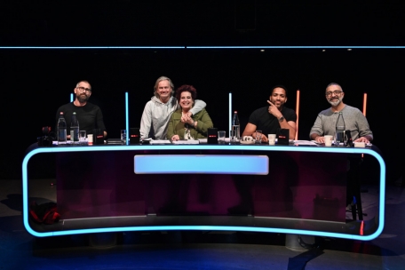 Die Jury für Luxemburgs Auditions (v.l.): Jan Bors, Christer Björkmann, Tali Eskholi, Cesár Sampson und Alex Panayi