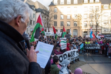 Luxemburg-Stadt / Offene Wunden: Demonstration für den Frieden in Nahost unter palästinensischer Fahne