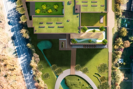 Das neue Pflegeheim aus der Vogelperspektive