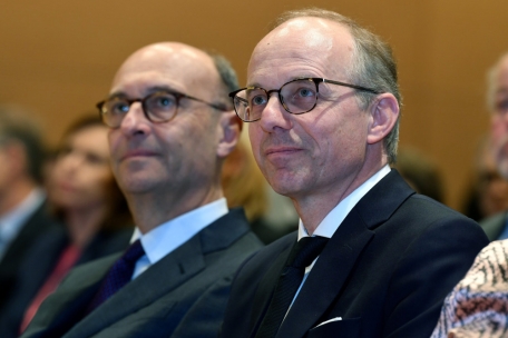 Zusammen mit seinem Vorgänger als Präsident der Handelskammer, Michel Wurth, 2019<br />