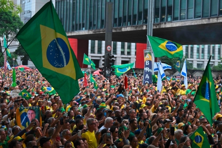 Bolsonaro-Anhänger bei einer Demonstration in São Paulo am 26. November 2023