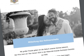 Luxemburg / Der kleine Prinz: Großherzoglicher Hof gibt die Geburt von Balthasar Felix Karl bekannt