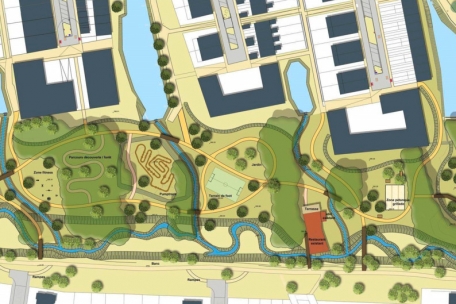 Die renaturierte Dipbech schlingert sich in Zukunft in Richtung Alzette. Um sie herum entsteht ein kleines Naherholungsgebiet. 