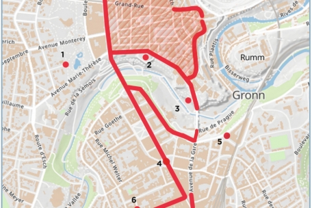 Unter anderem an diesen Orten ist es in Luxemburg-Stadt zwischen 7 und 22 Uhr untersagt, andere um Geld zu bitten