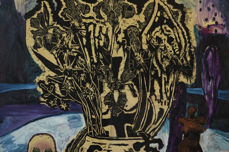 Kunstecke / Seltsame Blumen, Blüten und andere Motive: Damien Deroubaix & Guests bei Nosbaum Reding