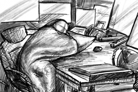 Zumindest scheinen die Mitarbeiter Decken und Kissen im Büro dabei zu haben