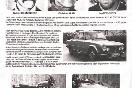 Fahndungsplakat April 1977