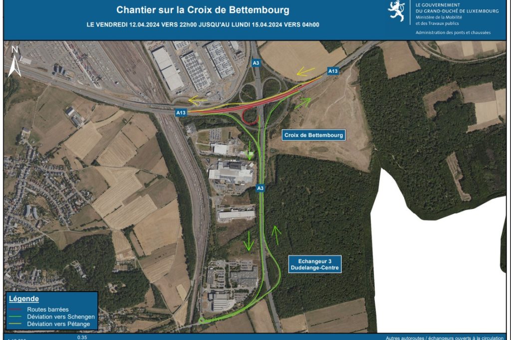 Baustelle / Bettemburger Kreuz wird am Wochenende gesperrt