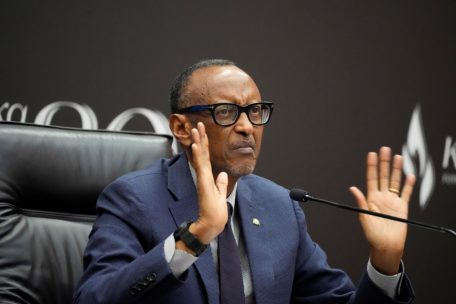 Paul Kagame, Präsident von Ruanda, während einer Pressekonferenz im Kigali Convention Centre 