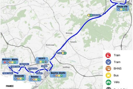 Der geplante Streckenverlauf der Tram in den Süden