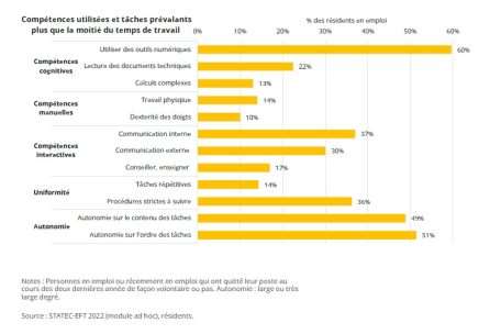 Verwendete Fertigkeiten und vorherrschende Aufgaben während mehr als der Hälfte der Arbeitszeit