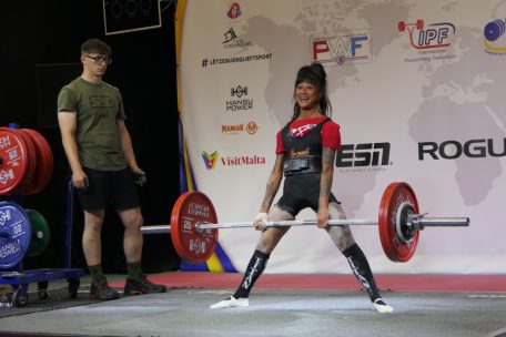 Die Dänin Mia Tovgaard, Europameisterin bei den Masters 1 -47 kg: Ihre Bestleistung im Kreuzheben betrug 140 kg