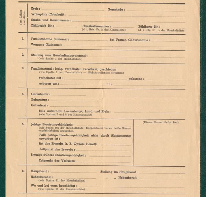 L’histoire du temps présent / Die Personenstandsaufnahme vom 10. Oktober 1941 – Teil 1: Seit über 80 Jahren incognita im Archiv
