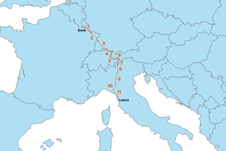 In elf Etappen geht es für Claude Roeltgen und Samuel Baum von Esch nach Lucca