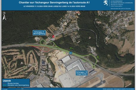 Baustelle / Ab Freitag: Ausfahrt nach Senningerberg auf der A1 in Richtung Trier gesperrt