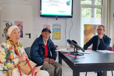 Colette und Lucien Schumacher mit Christian Richartz, Präsident von „Eran, eraus, an elo?“