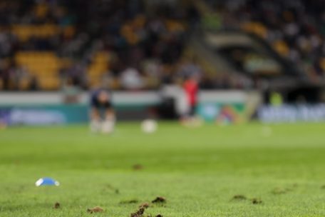 Der Rasen war bereits vor dem Spiel in einem schlechten Zustand