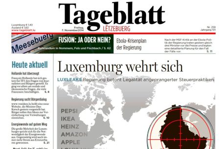 Die erste Seite des Tageblatt vom 7. November 2014