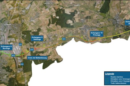 A13 / Erneuerung der Deckschicht zwischen Bettemburg und Frisingen: Diese Umleitungen werden am Wochenende eingerichtet