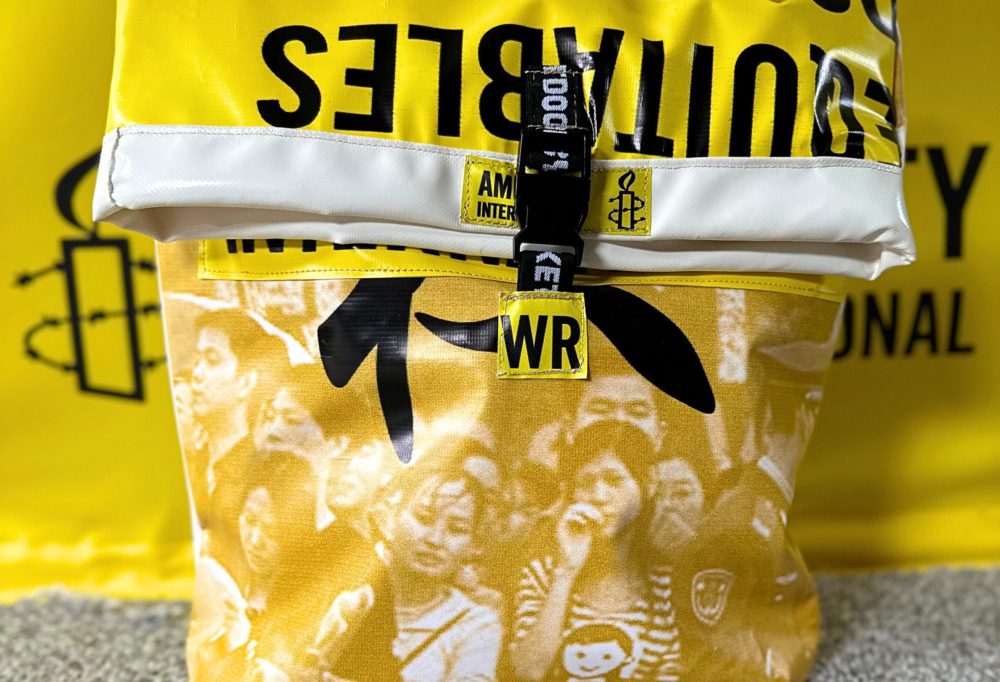 Mondorf / Näherinnen hauchen Werbeplanen von Amnesty International Luxembourg neues Leben ein