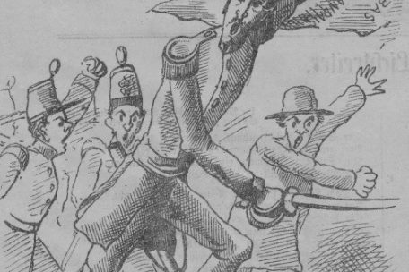 Dessin extrait d’une double page publiée dans „D’Wäschfra“ le 2 octobre 1869