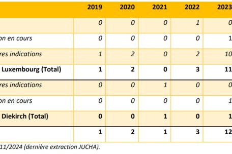 Verfolgung der neuen Fälle in den vergangenen fünf Jahren nach dem Jahr, in dem der Fall übernommen wurde 