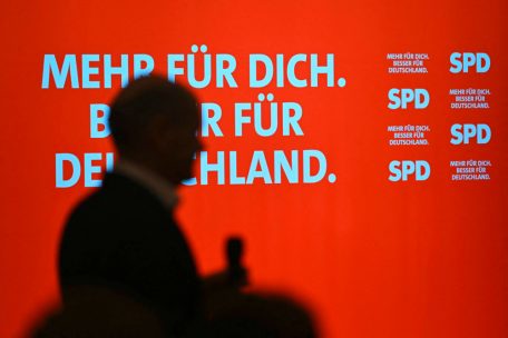 Olaf Scholz während einer SPD-Wahlkampfveranstaltung