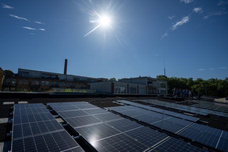 Deutschland im Sonnenlicht: Solarmodule auf einem Flachdach