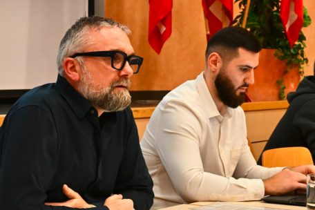 LSAP-Franktionschef Steve Faltz und Generalsekretär Aldin Avdic (r.)