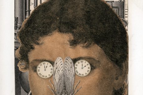 &bdquo;Oagestr&eacute;ckt&ldquo;, Collage f&uuml;r den Gedichtband &bdquo;Dat lest&ldquo; (1987, Ed. Op der Lay) von Robert &bdquo;Gollo&ldquo; Steffen 