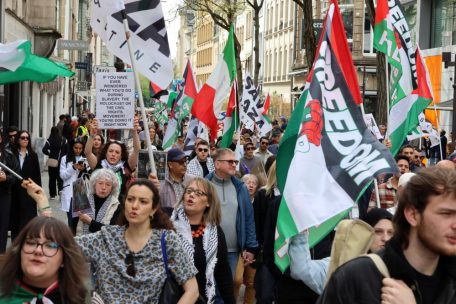 Der Krieg in Gaza war vorherrschendes Thema des Protestzuges durch die Oberstadt