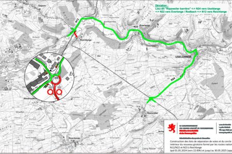 Rue de Saeul / N12 bei Reichlingen wird vom 1. bis zum 30. Mai gesperrt