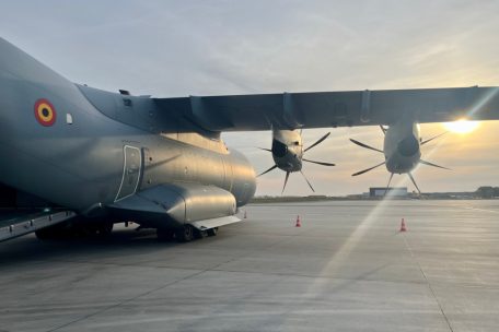 Der A400M der Luxemburger Delegation landete im polnischen Rzeszow