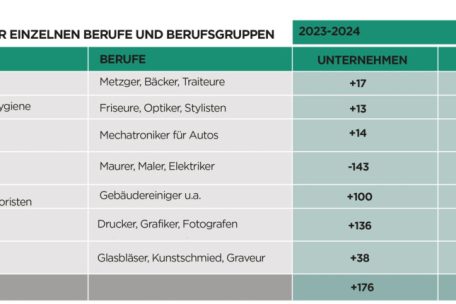 So verschieden die einzelnen Handwerkszweige sind, so unterschiedlich entwickelt sich auch deren Beschäftigten- und Unternehmenszahl