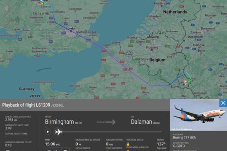 Die Route des Jet2-Flugzeugs